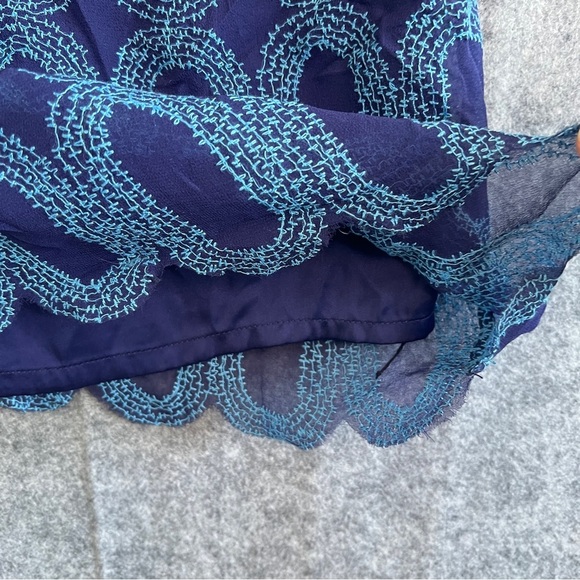 FROCK by Tracy Reese Judy Dress Embroidered Silk Navy Blue Size 6 NWT - Picture 6 of 12